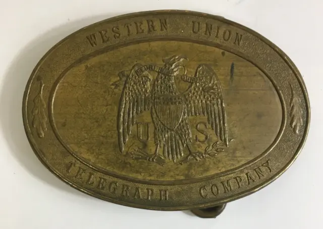 Vintage Western Union Telegraph Company Belt Buckle - Brass - Eagle (1000997)