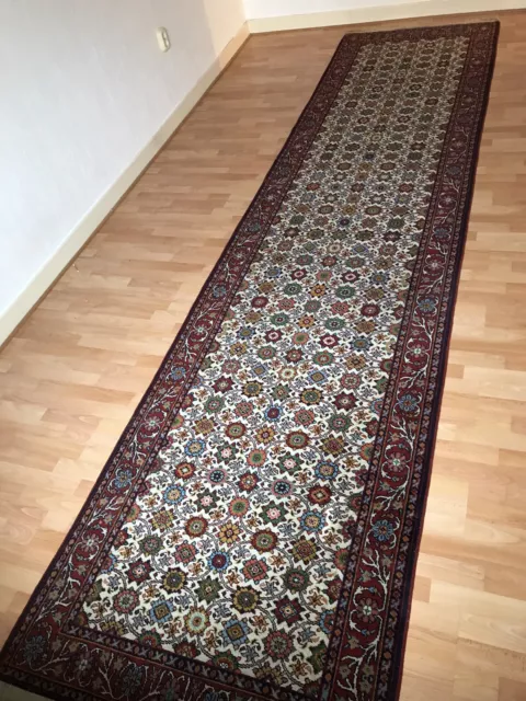 Antiker Teppich Handgeknüpft Kasak Old Rug 106x436 Cm