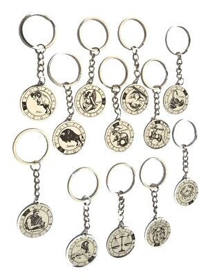 Porte-clés en forme de signe du zodiaque Zwilling argenté dans une boîte cadeau élégante avec jeton de chariot et décapsuleur 