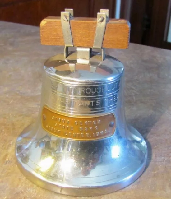 Vintage Antique Advertising Bank Liberty Bell 1919 State Bank Sioux Center Iowa