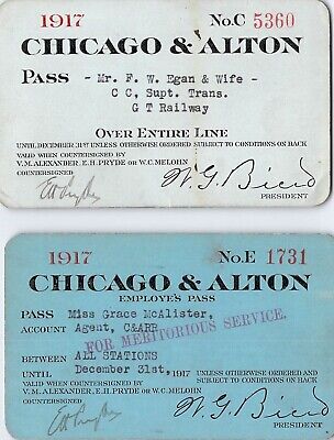 ( 2 Items )  Chicago Alton Lines Railroad Railway Rr Rwy Pass I Meritorious Serv