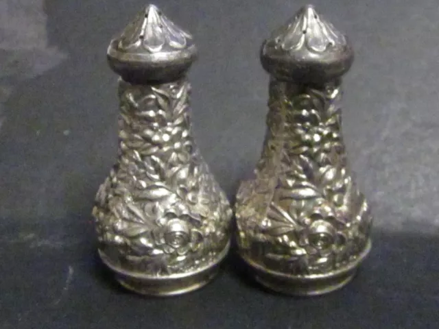 Sterling S Kirk & Son Full Chased REPOUSSE SALT & PEPPER SET No Mono 100Gr