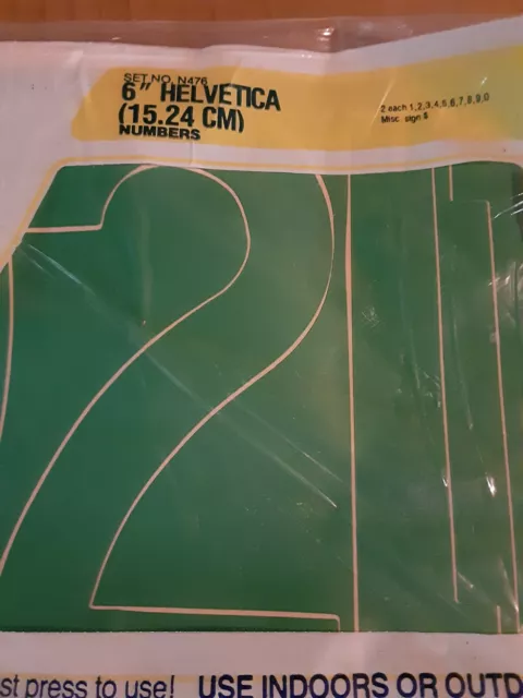 E-Z Permanent Green vinyl plastic rub on 6" Helvetica numbers use in/out doors 2