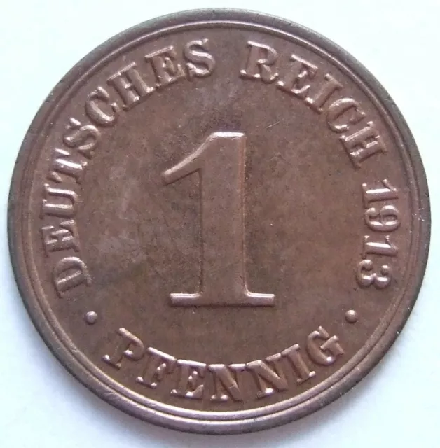 Moneta Reich Tedesco Impero Tedesco 1 Pfennig 1913 A IN Brillant uncirculated