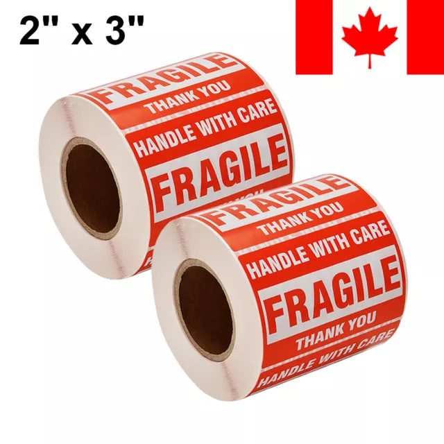 Fragile Stickers 2" X 3" Handle with Care Shipping Labels Self Adhesive Paper