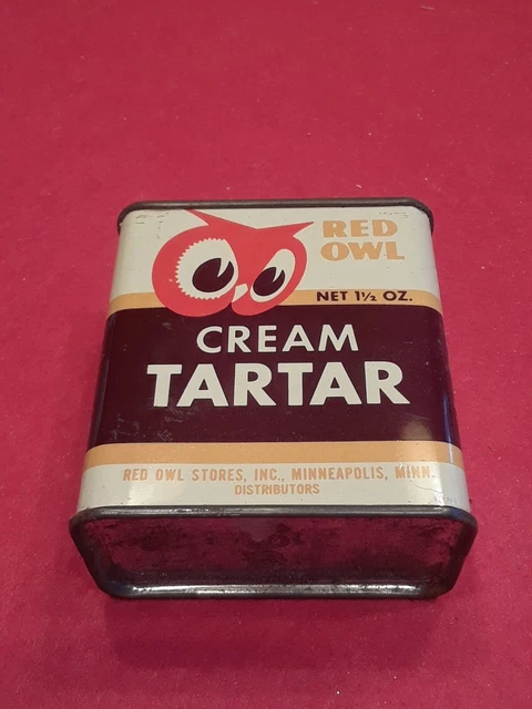 Vintage Red Owl 1948 Cream Tartar 1 1/2 oz Spice Tin