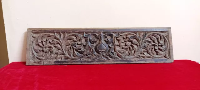 Hand Carved Teakwood Floral Plaque Pillar Door Window Antique Vintage Wall Panel