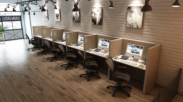 4x2 Cubicle -54″ H - 6 MAN Telemarketing Call Center Fully Fabric Workstations-U