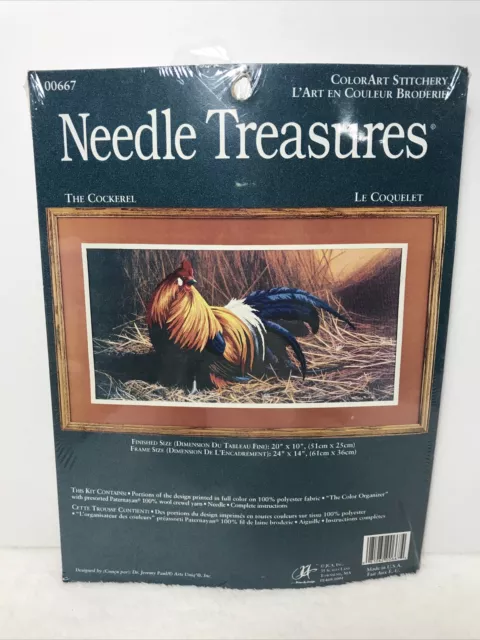 Needle Treasures Rooster Cross Stitch Kit #00667 (100% Wool Yarn) The Cockerel