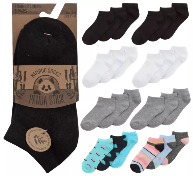 Kids Bamboo Trainer Socks Boys Girls Low Cut Liner Everyday Sock 6 or 12 Pairs