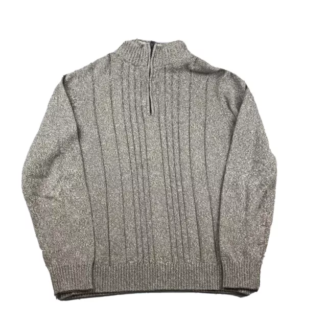 Rugged Trails Sweater Mens Medium Brown 1/4 Zip Mock Neck Pullover