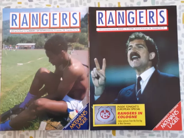 Rangers Home Programmes UEFA Cup Season 1988/89 (Bulk/Collection x2) - VGC