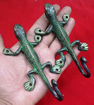 Lizard Shape Hook Vintage Style Pair Of Brass Bathroom Clothes Hanger Key Holder 3