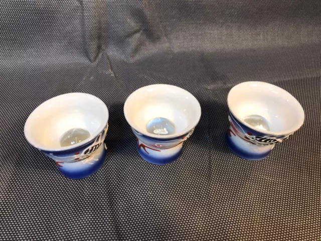 Lot de 3 petits verres à saké en porcelaine avec images érotiques chinoises