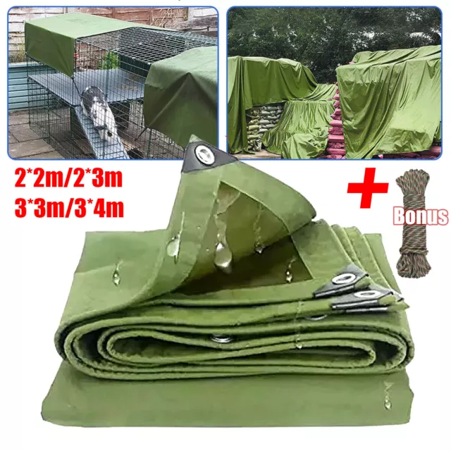 4 Sizes Tarpaulin Canvas Tarp Waterproof Cover for Roof Boat Camp Canopy Truck