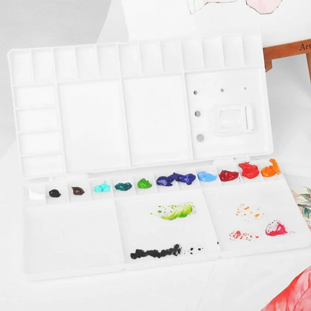 Watercolor Palette Folding Paint Tray Plastic Painting Pallet With 33