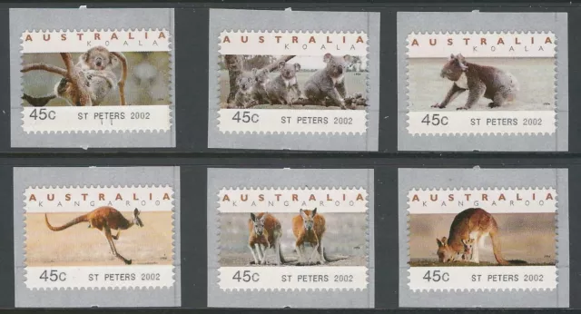 Australia Roos and Koalas CPS St Peters 2002 45c x6 MUH