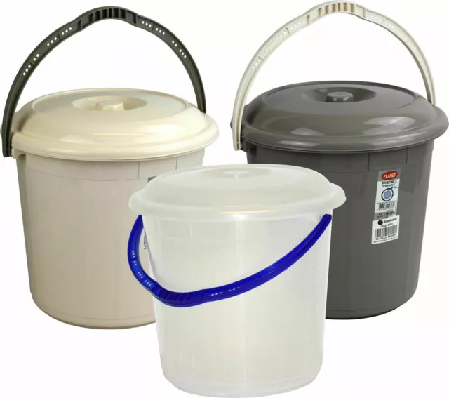 Plastic Bucket with Lid Handle Small Large Storage Bucket Bin Container 20 Litre