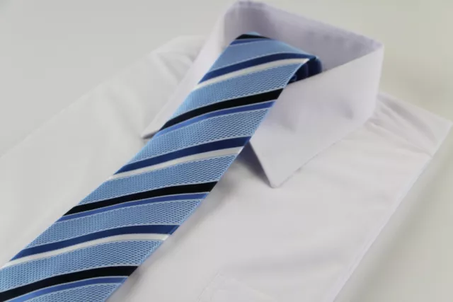 MENS BABY BLUE & Black Striped Patterned 8cm Neck Tie $8.98 - PicClick