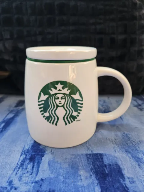 Starbucks White Travel Mug 16oz Ceramic Cup Silicone Lid 2011 Siren Logo