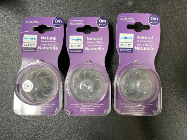 LOT OF 3 Philips Avent Flow 1 Natural Response Nipple 0 Month 2 PACK  (SCY961/02) $17.99 - PicClick