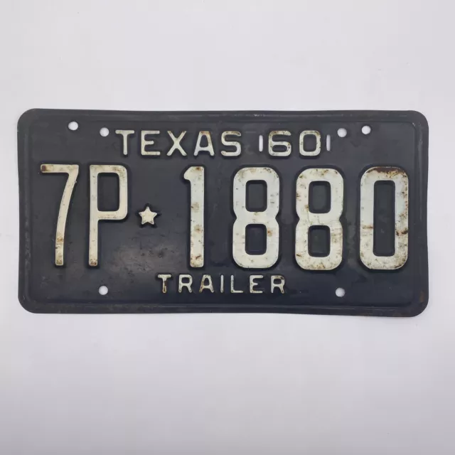 1960 Texas Trailer License Plate 7P1880