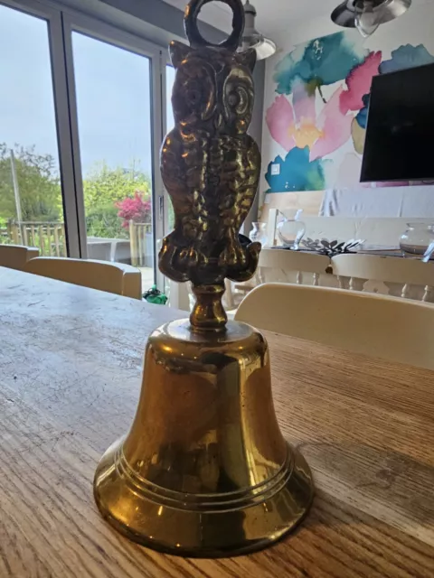 Vintage Brass Owl Dinner Table Desk Bell