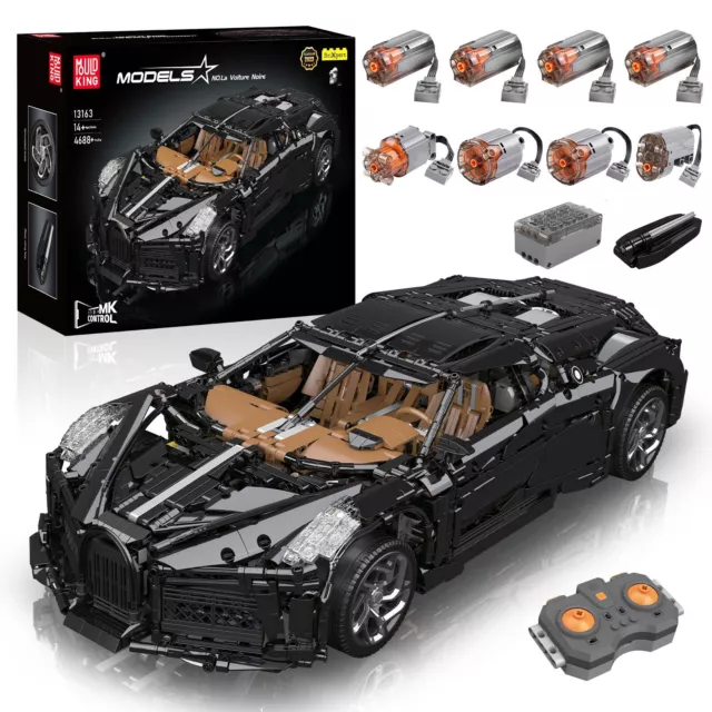 Mould King 13163 Racing Super Car Black Lacquer RC Model Building Block Toy