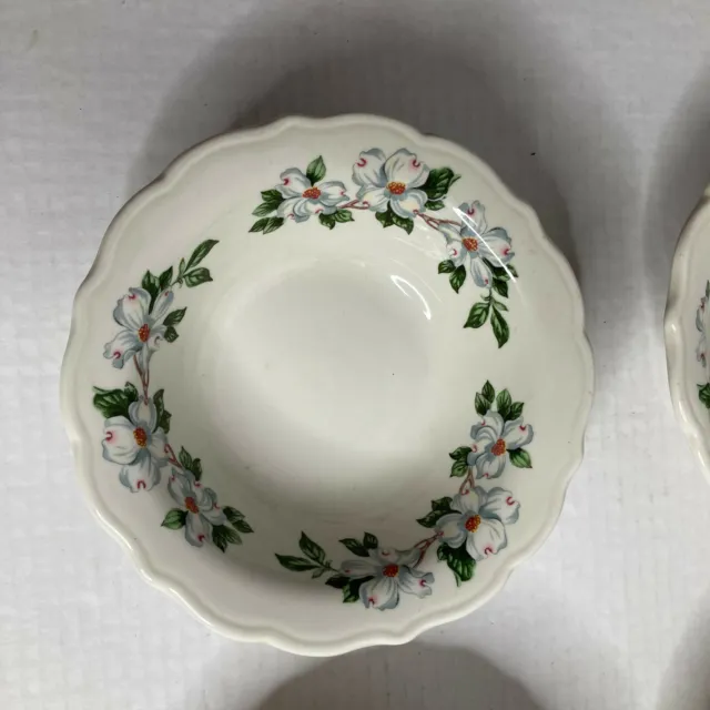 Syracuse China Resteurant Scallop Edge Hand Painted Dogwood Blossom Dessert Bowl