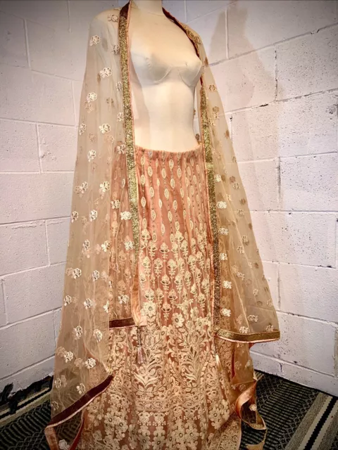 Gorgeous Pink Indian LEHENGA SKIRT EMBROIDERY DRESS glamour Bollywood with Shaw