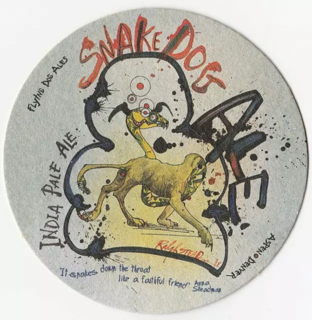 Flying Dog Brewery  Snake Dog Ale  Beer Coaster Aspen / Denver CO