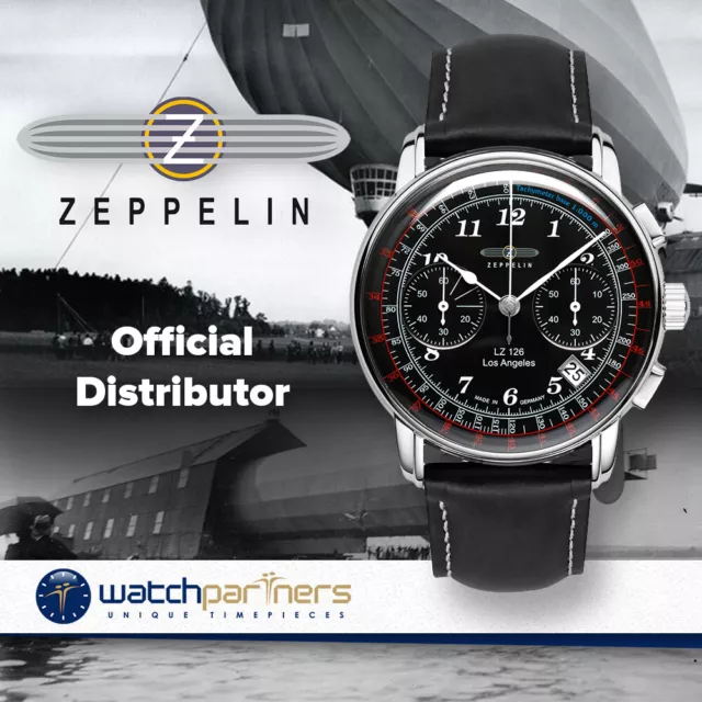 Orologio Cronografo Zeppelin LZ126 Los Angeles SS 42 mm cassa tachimetro quadrante nero 7614-2