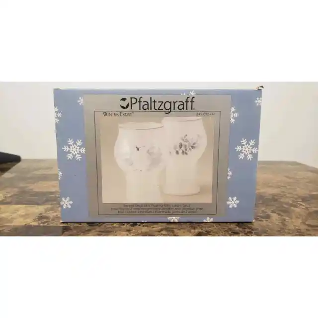 ZHoliday- Pfaltzgraff Winter Frost Set2 Frosted Mini Floating Pillar Candle
