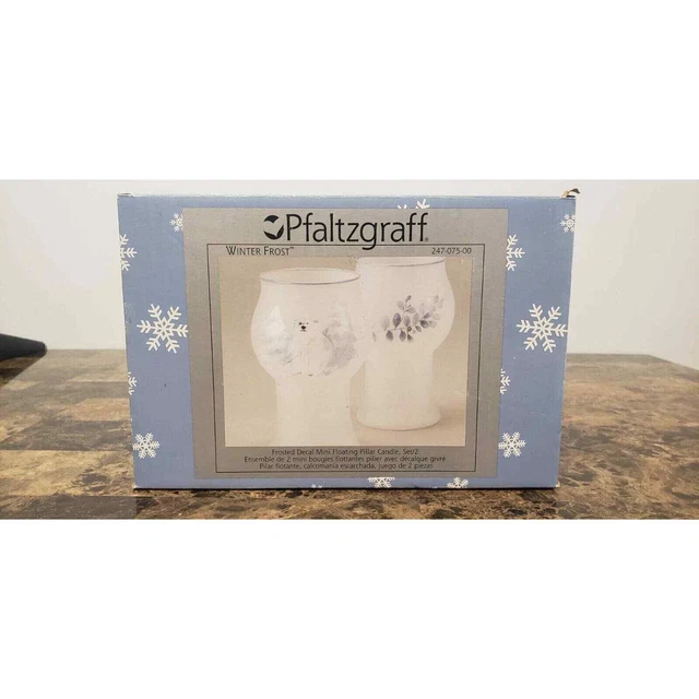 ZHoliday- Pfaltzgraff Winter Frost Set2 Frosted Mini Floating Pillar Candle