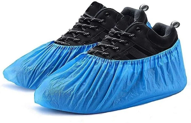 Disposable Shoe Covers 16" x 6.5". Blue Boot Covers 100 Pack. Polypropylene 50