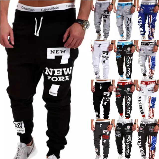Mens Gym Joggers Sweat Pants Tracksuit Bottoms Jogging Running Sports Trousers