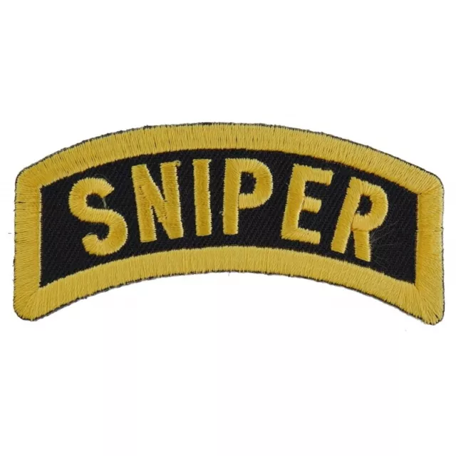 Patch, Small Rocker (Iron-On), Sniper Tactical Patch Yellow on Black, 3" x 1.5"