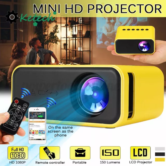 Mini LED Projector Portable Video Movie Home Theater Cinema 1080P USB Audio L2KO