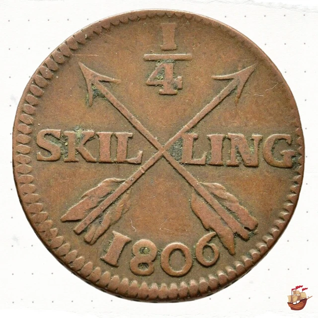 Kingdom of Sweden coin - 1/4 Skilling - Gustaf IV Adolf  (1806)  *E046