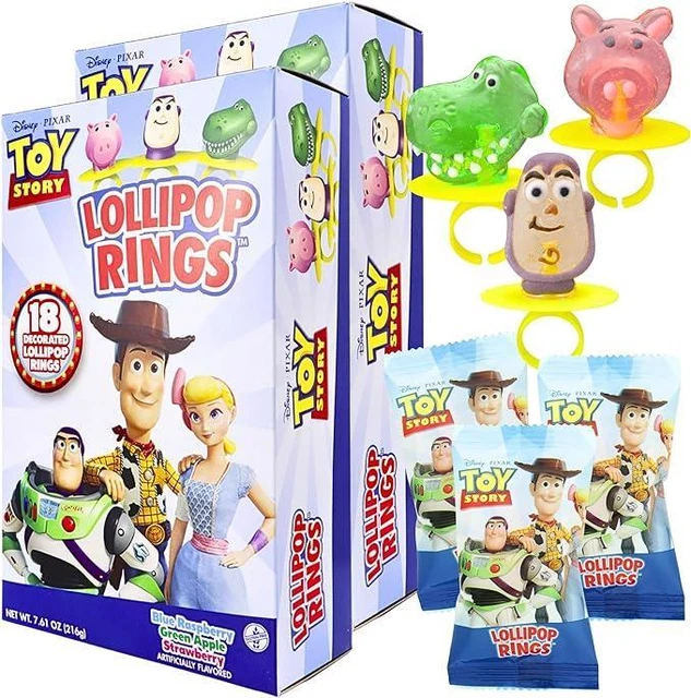 2 BOXES OF 18 Disney Pixar Toy Story Lollipop Rings Kids Birthday Party