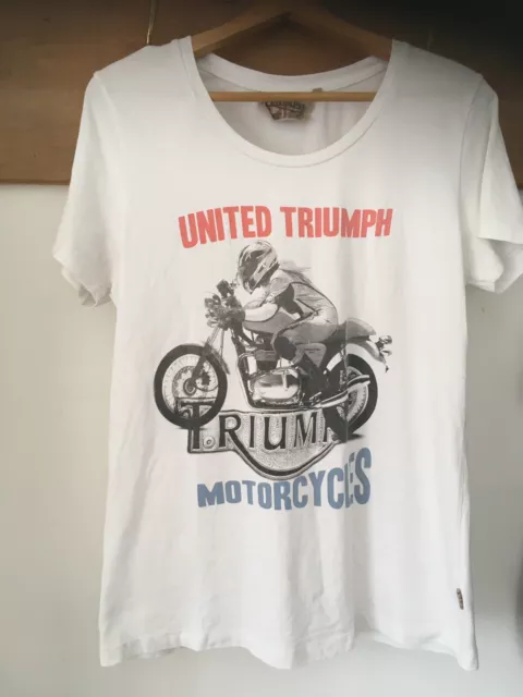 Triumph Ladies T Shirt Top Genuine White Size L Motorbike Cycle Car  Pre Owned