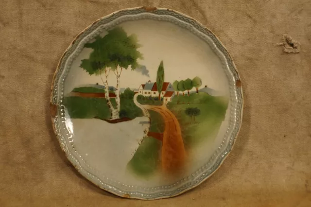 Antique Porcelain Ceramic Folk Art Scenic Plate Germany