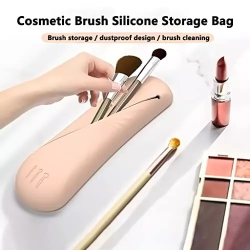 Silicone Makeup Brush Holder Silicone Cosmetic Bag Silicon Portable Cosmetic ... 2