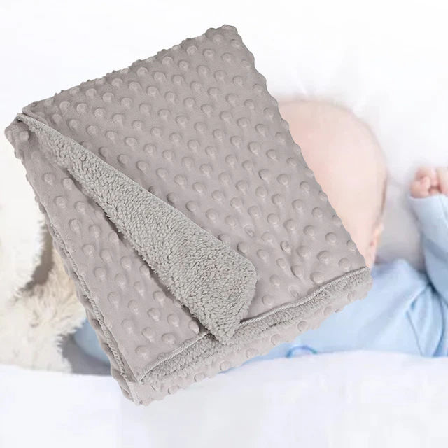 (Grey)Lightweight Thermal Baby Blanket Durable Soft Massage Newborn Baby