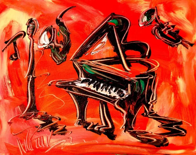 JAZZ  IMPRESSIONIST LARGE ORIGINAL OIL  PAINTING - canvas POP ART MUSIC NEHTR