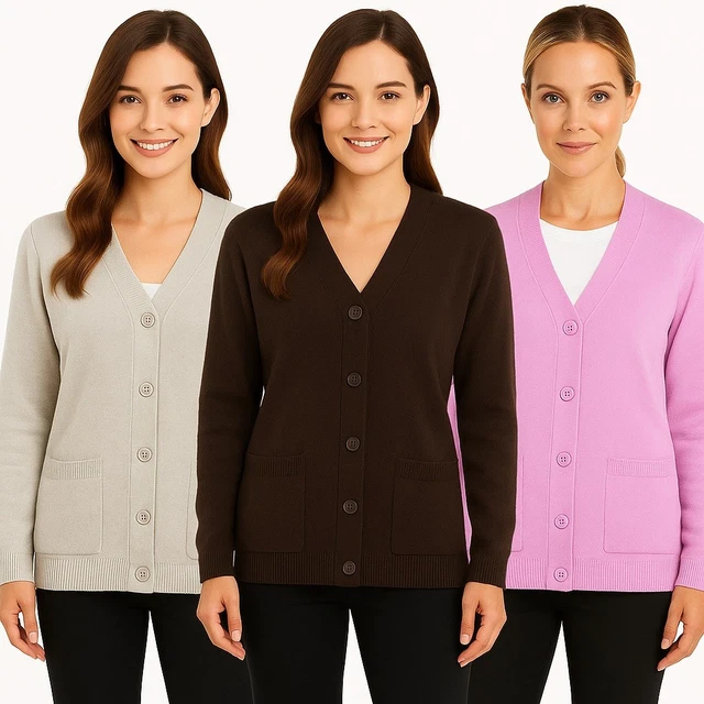 Cardigan Femme Col V - Court Et Chaud, Tricot Fin Avec Boutons - Pull Décontracté Manches Longues - Manteau Élégant