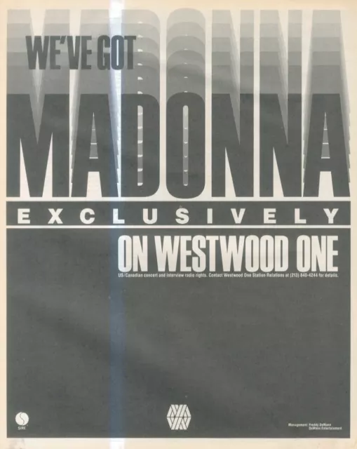 Sfbk49 Picture Advert 13X11 Madonna Exclusively Live On Westwood One Radio