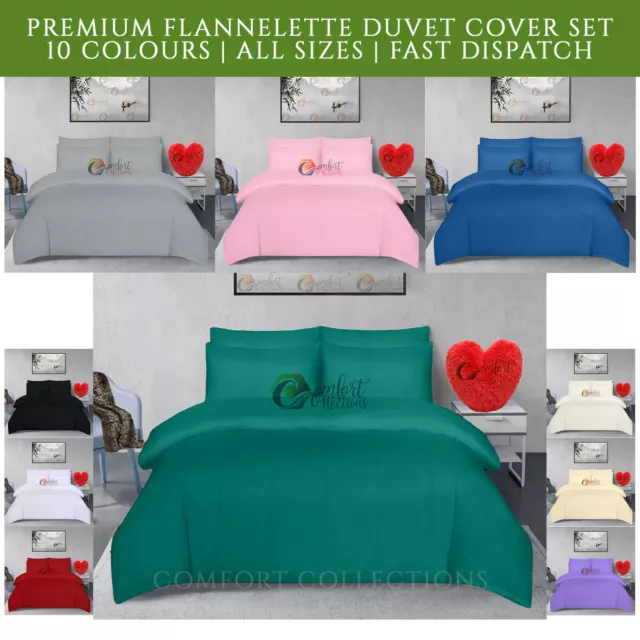 Flannelette Duvet Cover Set With Pillowcase OR Fitted Sheet 100%Brushed Cotton
