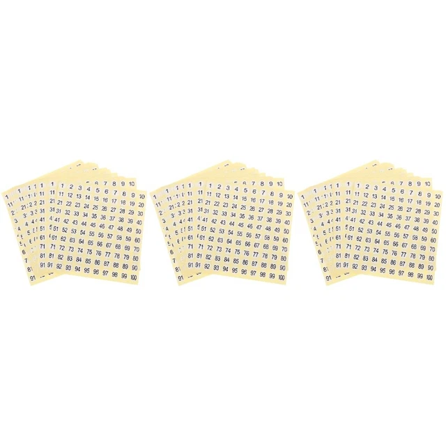 45 Sheets  Of Adhesive Number Labels Numbered Stickers for Clothes