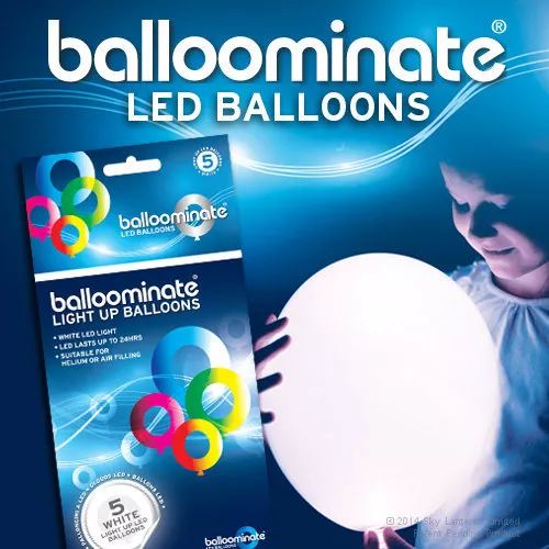 WHITE LED Balloons - White LED light up balloons - 5 Pack - All Occasions